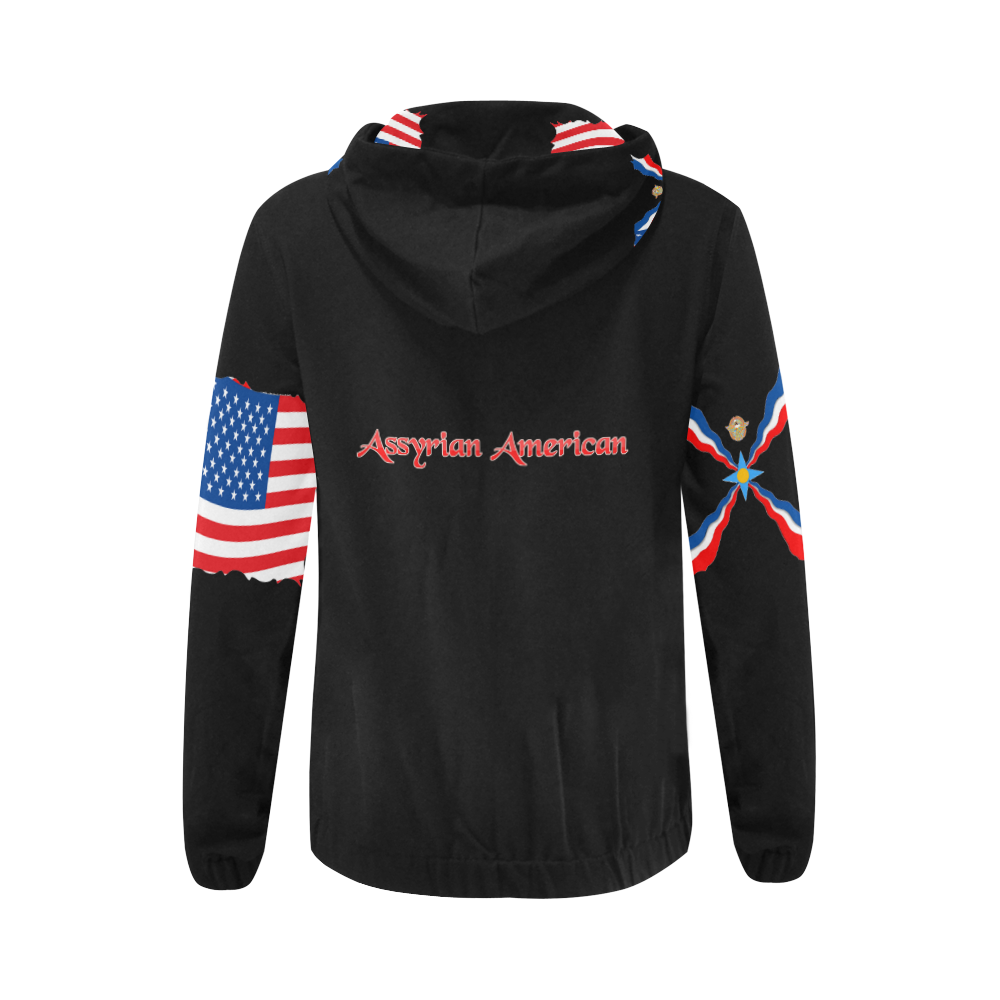 Assyrian American Zipper Hoodie All Over Print Full Zip Hoodie for Women (Model H14)