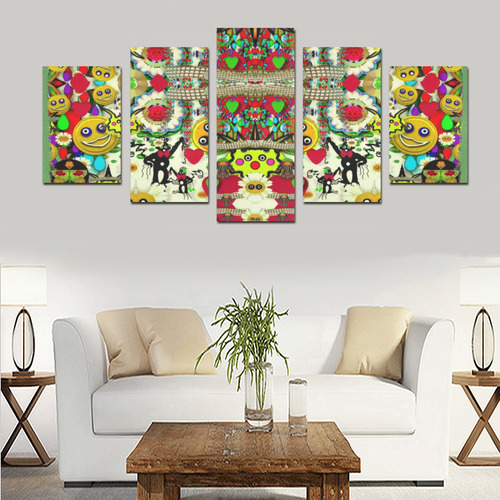Chicken monkeys smile in the hot floral nature Canvas Print Sets D (No Frame)