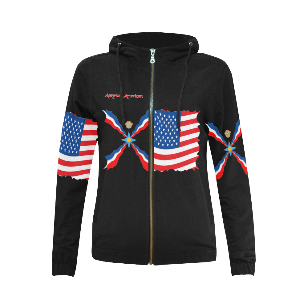 Assyrian American Zipper Hoodie All Over Print Full Zip Hoodie for Women (Model H14)