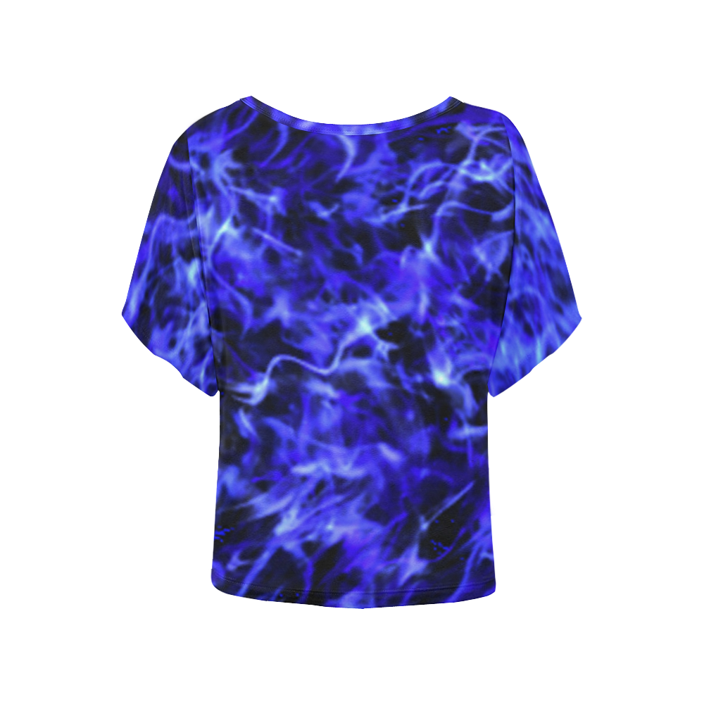Electric blue Women's Batwing-Sleeved Blouse T shirt (Model T44)