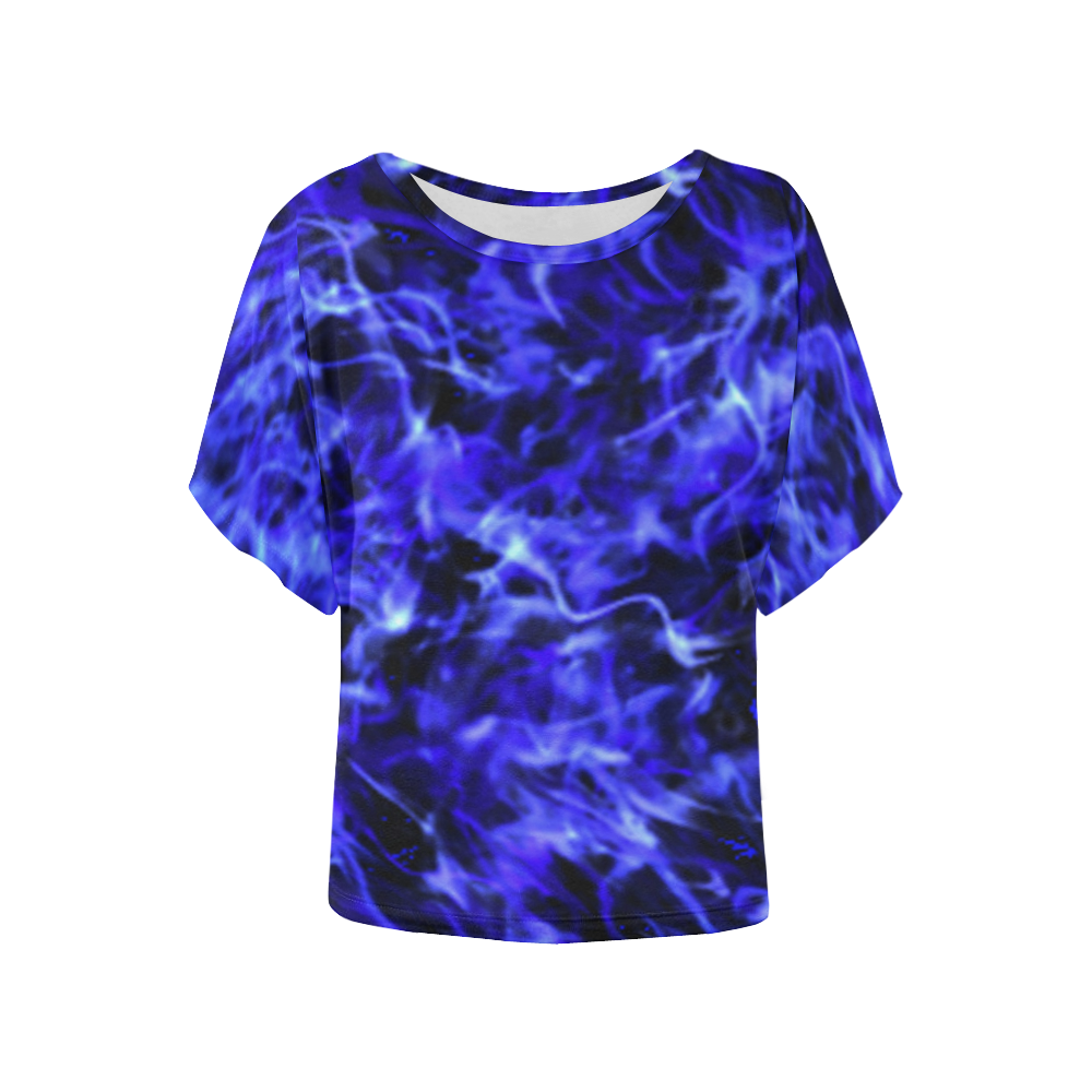 Electric blue Women's Batwing-Sleeved Blouse T shirt (Model T44)