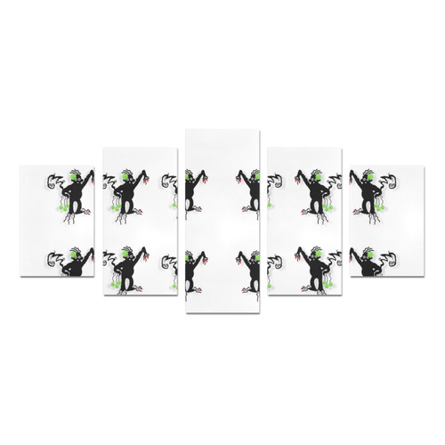 Floral Monkey with hairstyle Canvas Print Sets D (No Frame)