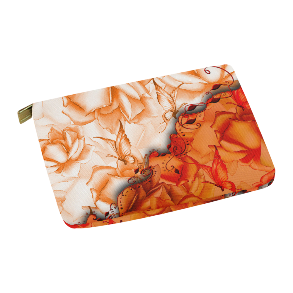 Sorf red flowers with butterflies Carry-All Pouch 12.5''x8.5''