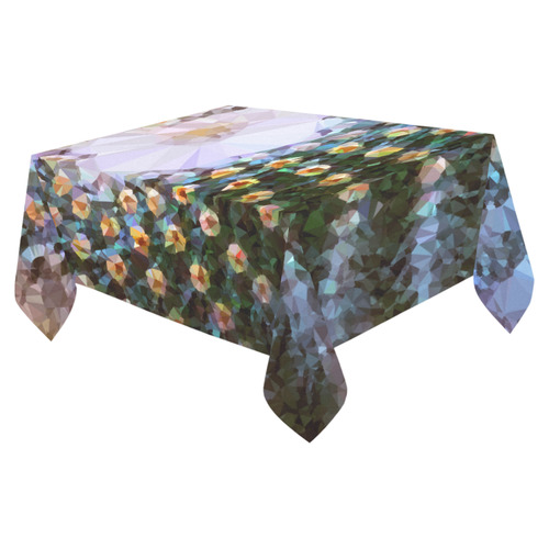 Succulent Geometric Low Poly Triangles Cotton Linen Tablecloth 52"x 70"