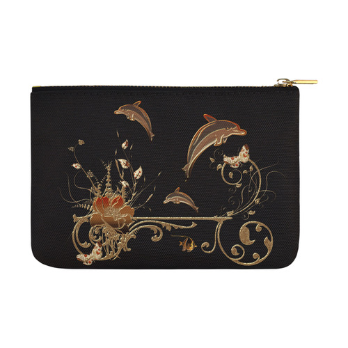 Dolphin with flowers Carry-All Pouch 12.5''x8.5''