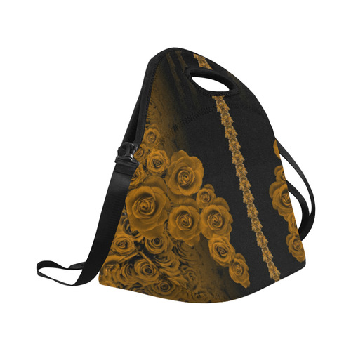 rose 3 gold Neoprene Lunch Bag/Large (Model 1669)