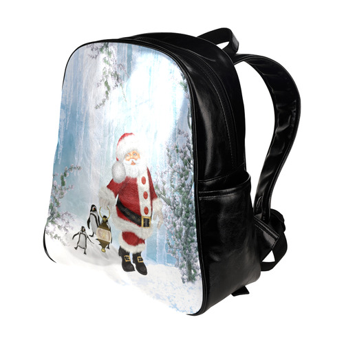 Santa Claus with penguin Multi-Pockets Backpack (Model 1636)