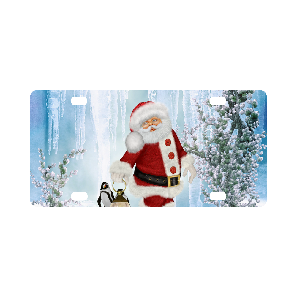 Santa Claus with penguin Classic License Plate