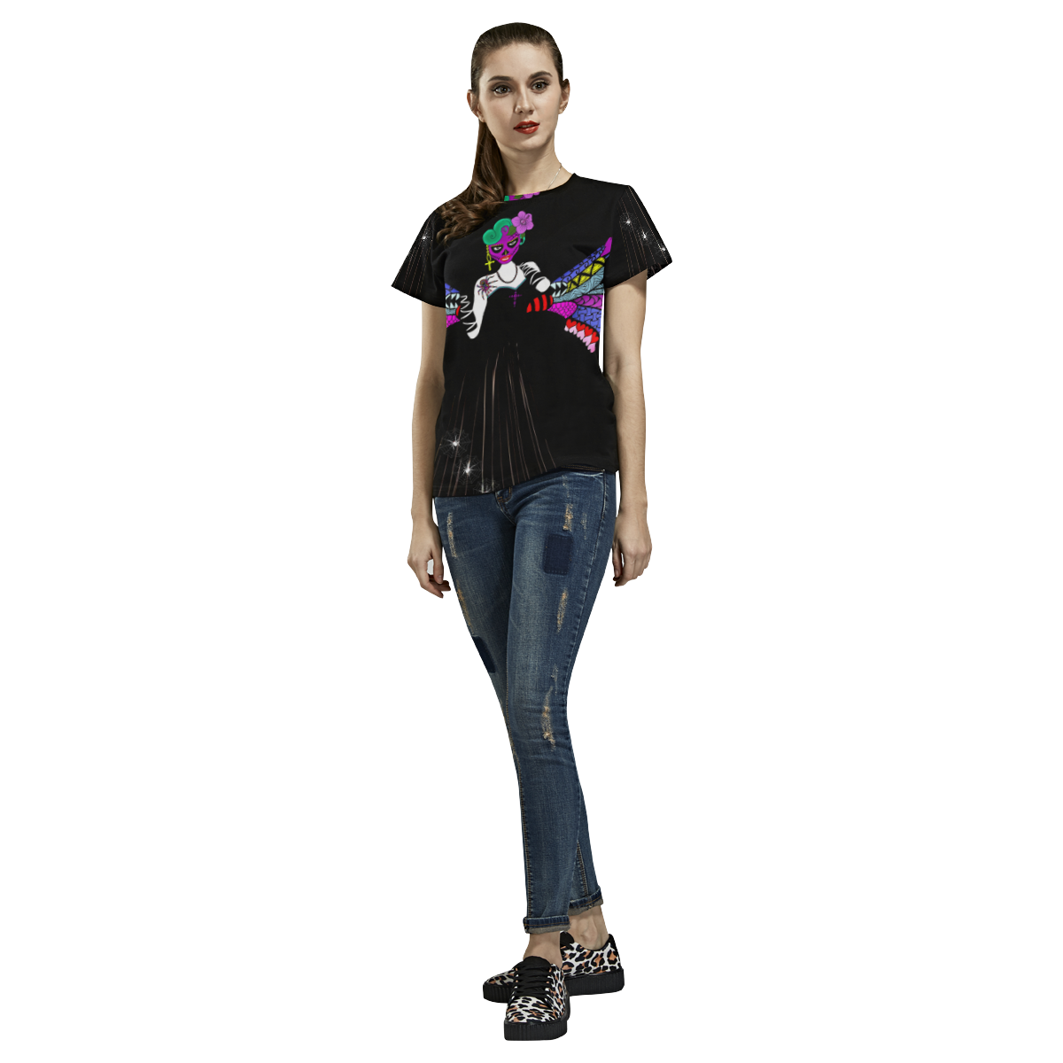 Day of the dead Angel 6 All Over Print T-Shirt for Women (USA Size) (Model T40)