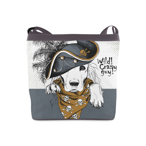le a dog wearing gray pirate hat Crossbody Bags (Model 1613)