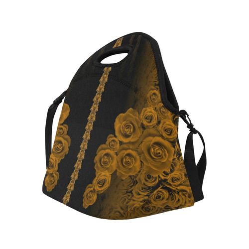 rose 3 gold Neoprene Lunch Bag/Large (Model 1669)