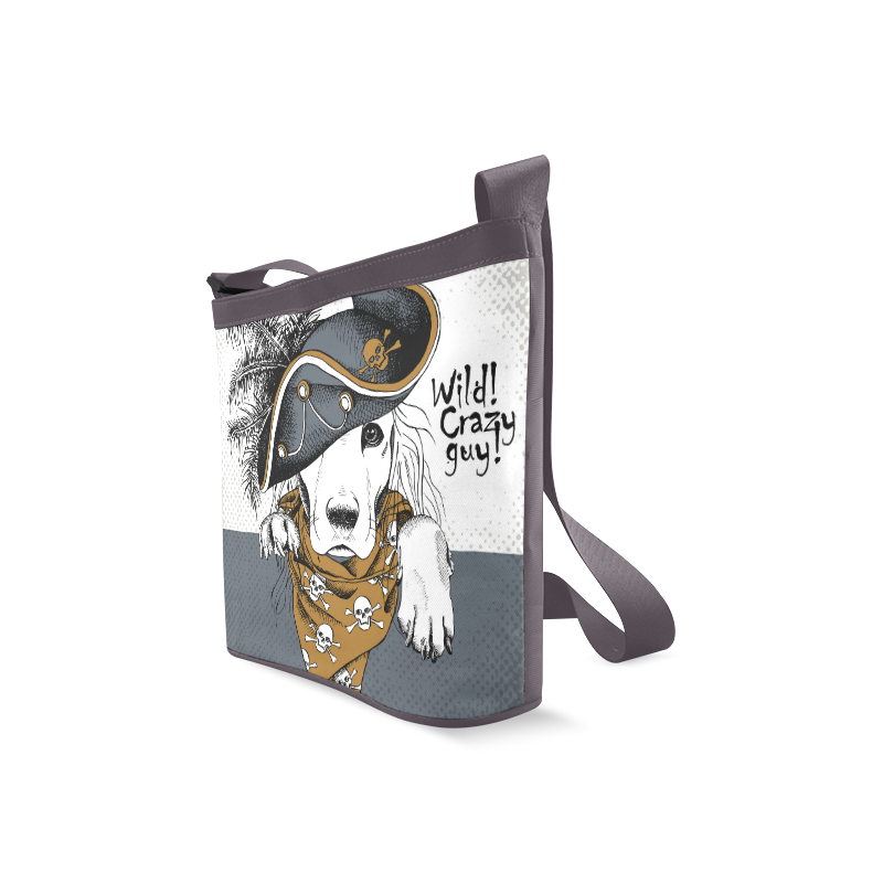 le a dog wearing gray pirate hat Crossbody Bags (Model 1613)