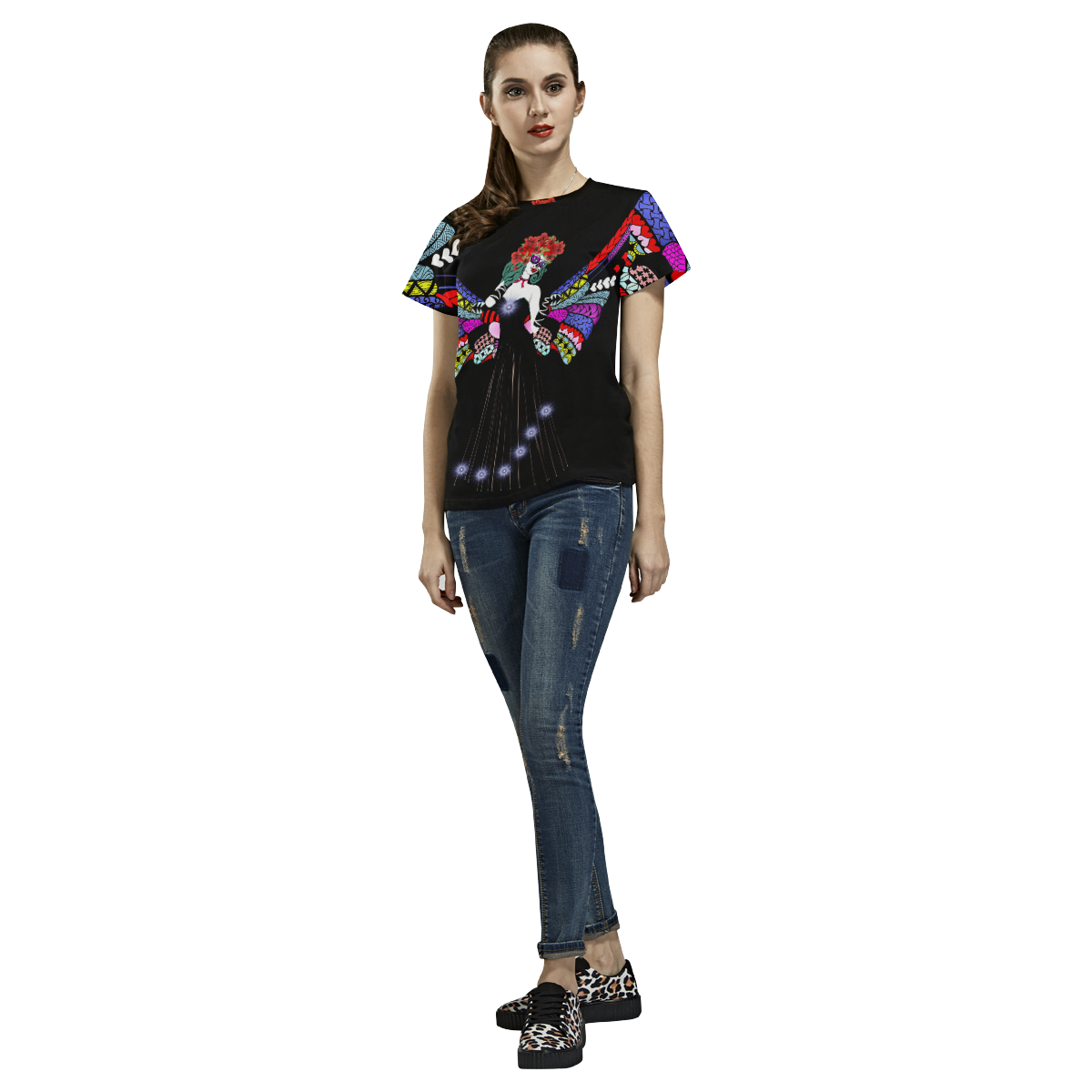 Day of the dead Angel 1. All Over Print T-Shirt for Women (USA Size) (Model T40)