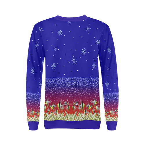 Ugly Christmas Holiday Fishes All Over Print Crewneck Sweatshirt for Women (Model H18)