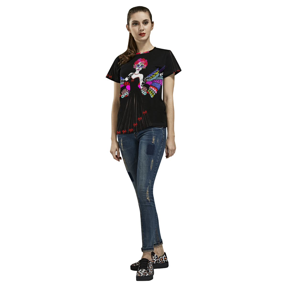 Day of the dead Angel 5 All Over Print T-Shirt for Women (USA Size) (Model T40)