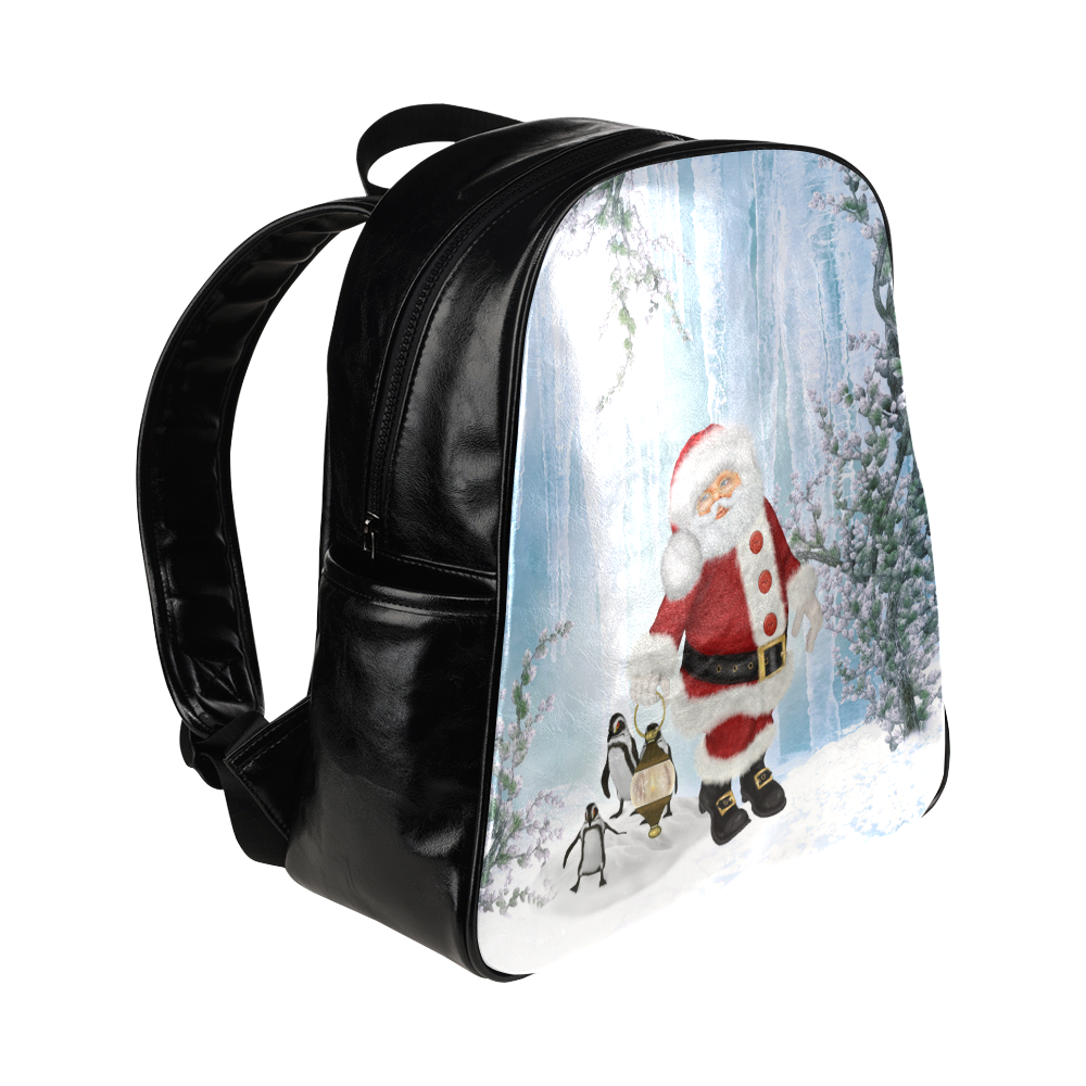 Santa Claus with penguin Multi-Pockets Backpack (Model 1636)