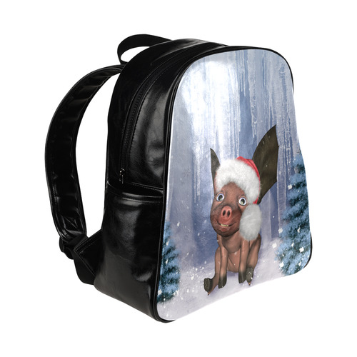 Christmas, cute little piglet with christmas hat Multi-Pockets Backpack (Model 1636)