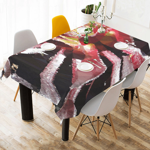 Red Succulent Geometric Low Poly Triangles Cotton Linen Tablecloth 60"x 84"