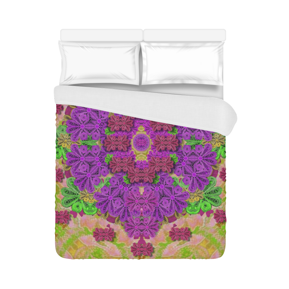 Rainbow and peacock mandala in heavy metal style Duvet Cover 86"x70" ( All-over-print)