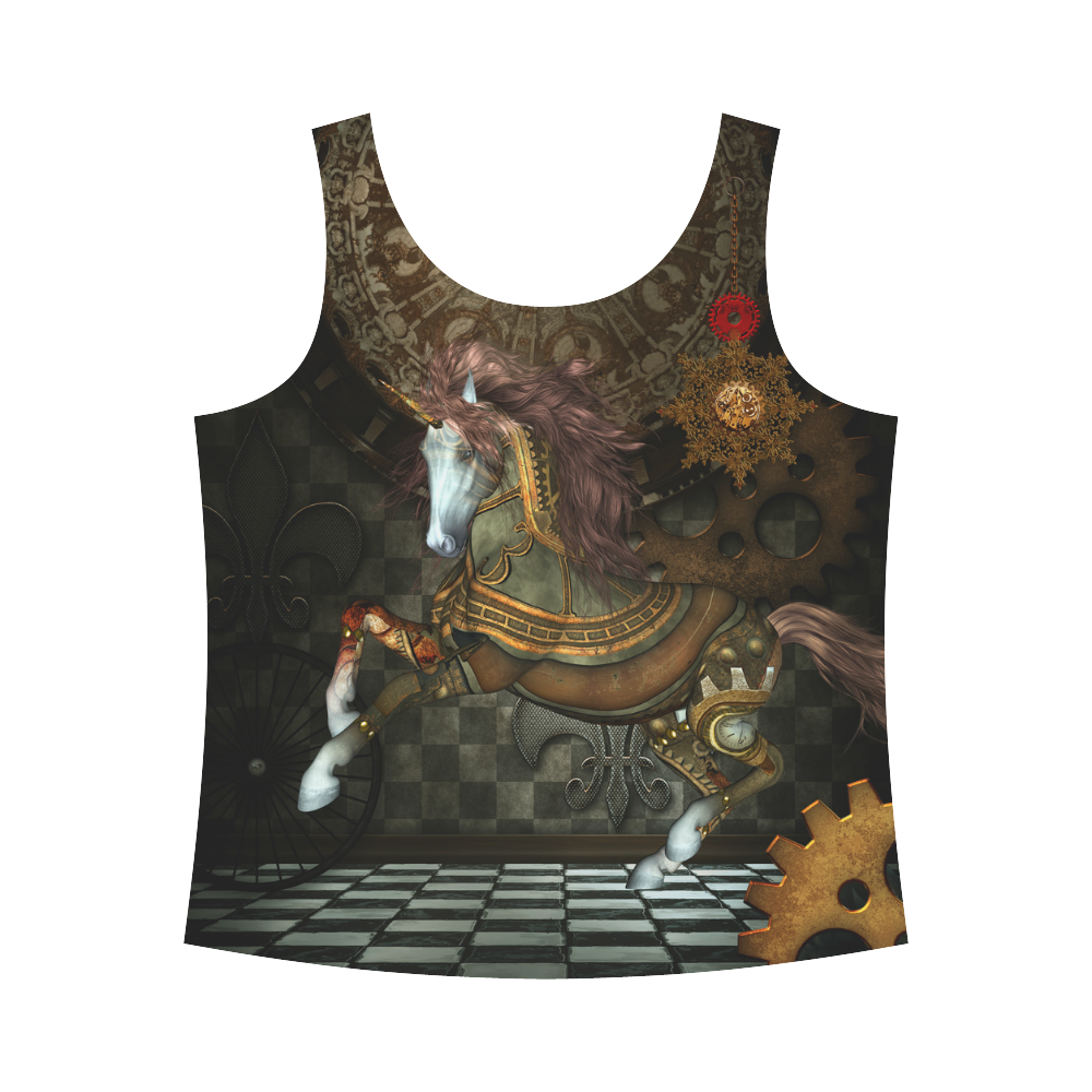 Steampunk, wonderful steampunk horse All Over Print Tank Top for Women (Model T43)
