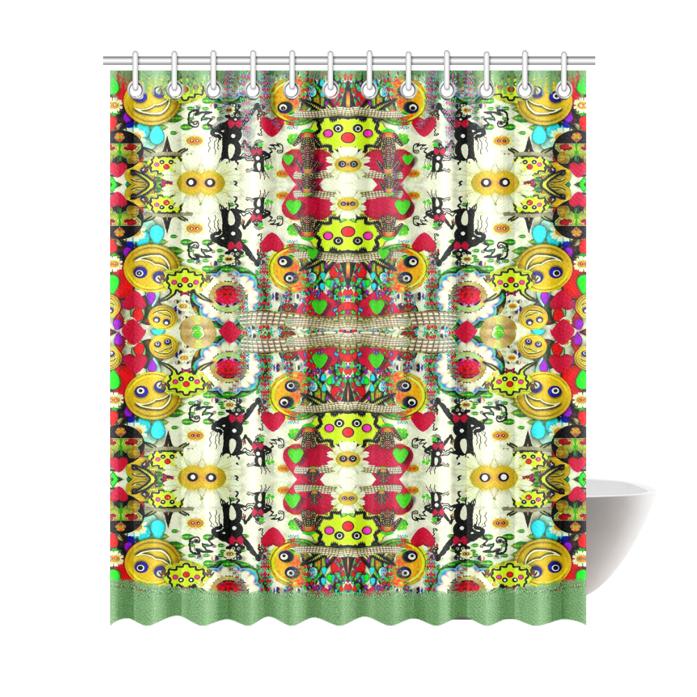 Chicken monkeys smile in the hot floral nature Shower Curtain 72"x84"