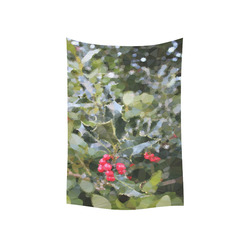 Christmas Holly Red Green Low Poly Geometric Cotton Linen Wall Tapestry 40"x 60"