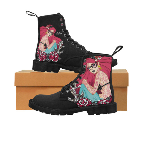 Hipster Mermaid WOMANS BOOTS Martin Boots for Women (Black) (Model 1203H)