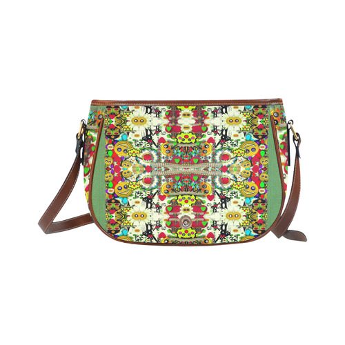 Chicken monkeys smile in the hot floral nature Saddle Bag/Small (Model 1649) Full Customization