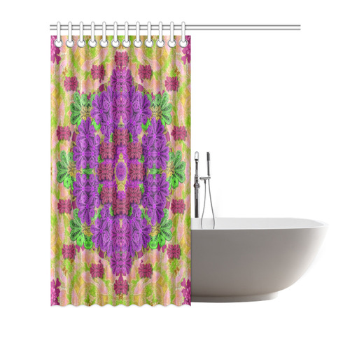 Rainbow and peacock mandala in heavy metal style Shower Curtain 66"x72"