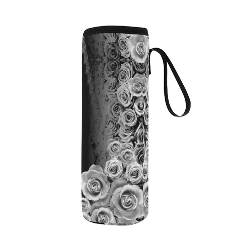 rose 3 gray Neoprene Water Bottle Pouch/Large