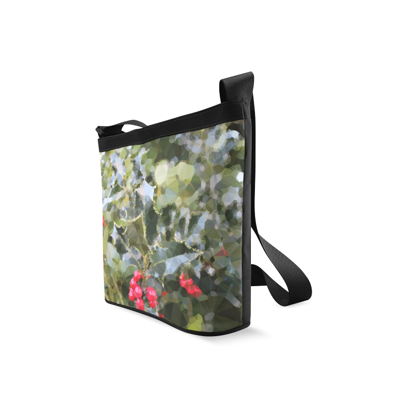 Christmas Holly Red Green Low Poly Geometric Crossbody Bags (Model 1613)