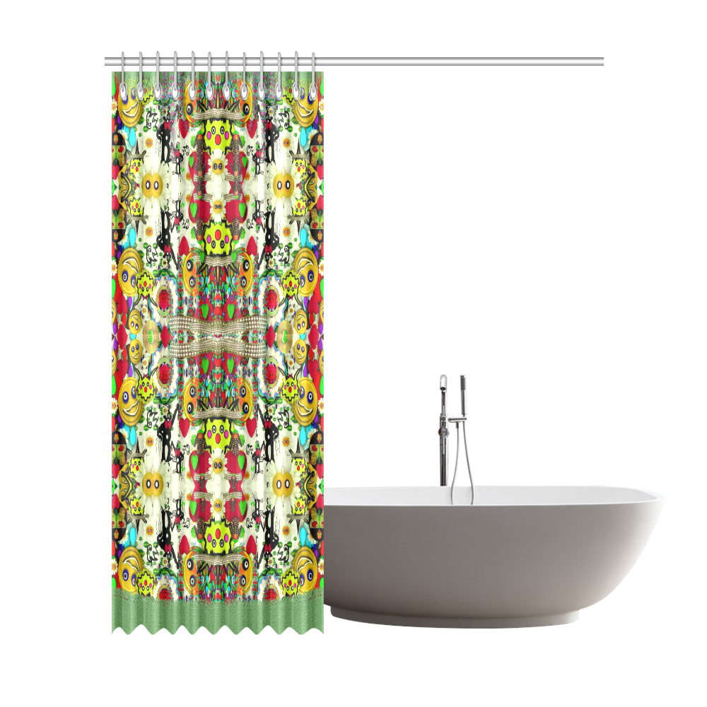 Chicken monkeys smile in the hot floral nature Shower Curtain 72"x84"