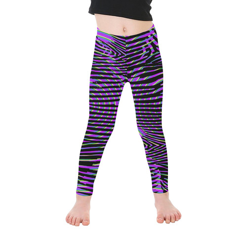 Purple Stripes Kid's Ankle Length Leggings (Model L06)