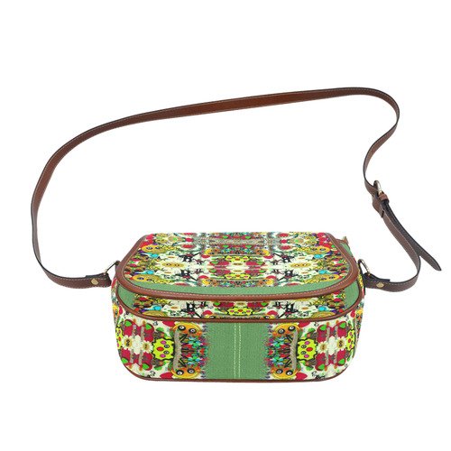 Chicken monkeys smile in the hot floral nature Saddle Bag/Small (Model 1649) Full Customization