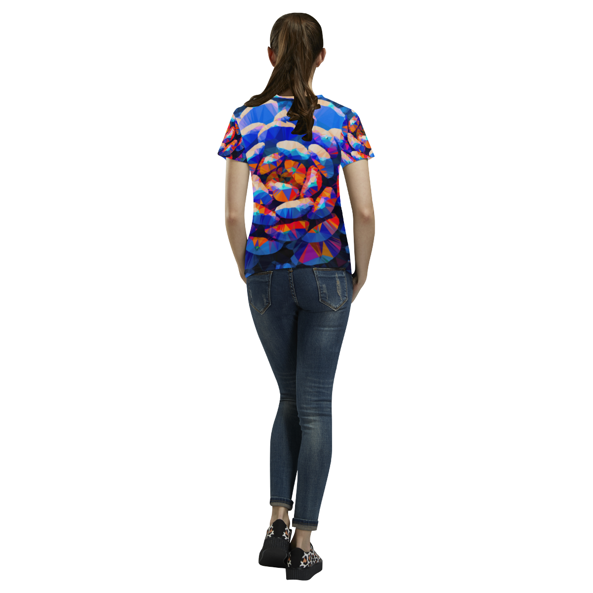 Fleshy Succulent Geometric Low Poly Triangles All Over Print T-Shirt for Women (USA Size) (Model T40)