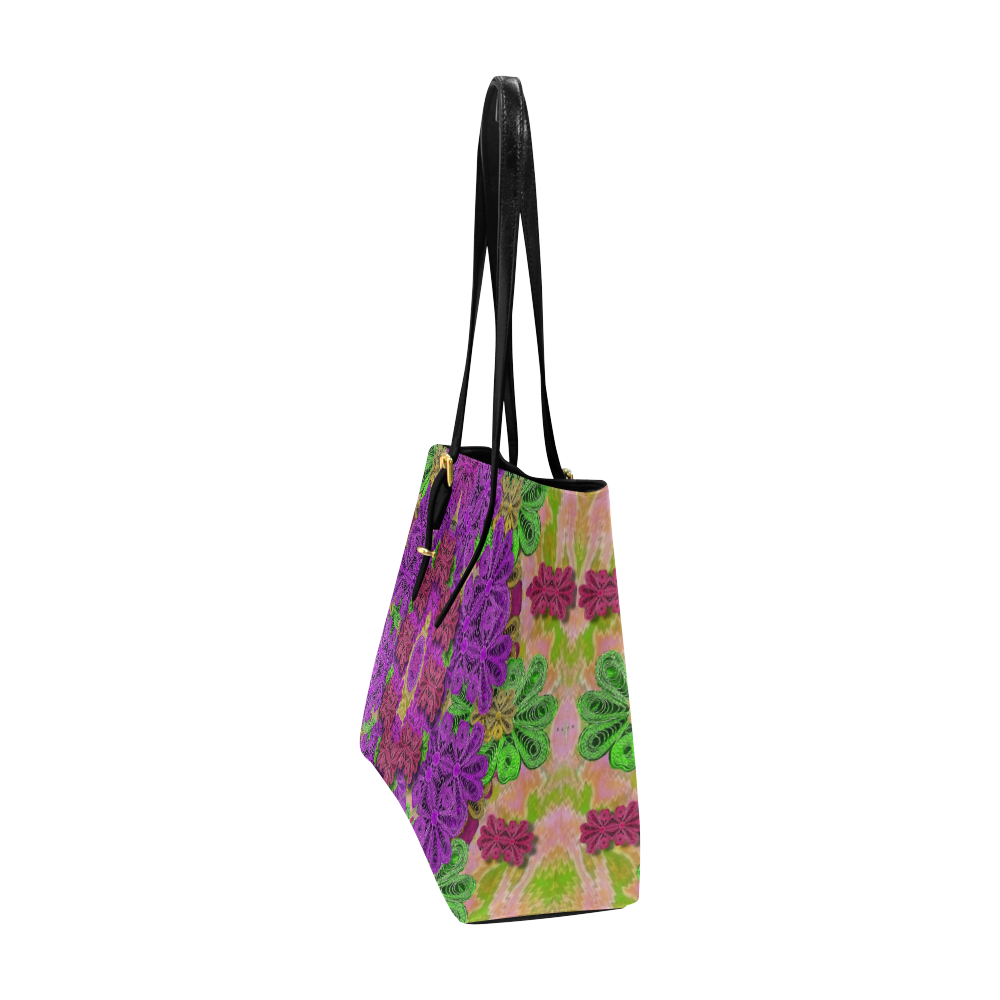 Rainbow and peacock mandala in heavy metal style Euramerican Tote Bag/Large (Model 1656)