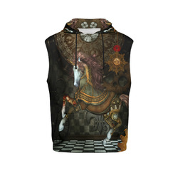 Steampunk, wonderful steampunk horse All Over Print Sleeveless Hoodie for Men (Model H15)