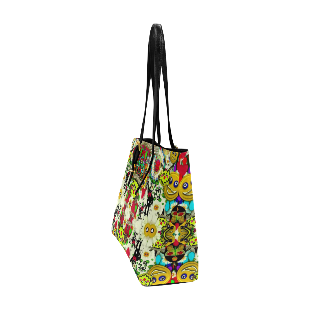 Chicken monkeys smile in the hot floral nature Euramerican Tote Bag/Large (Model 1656)