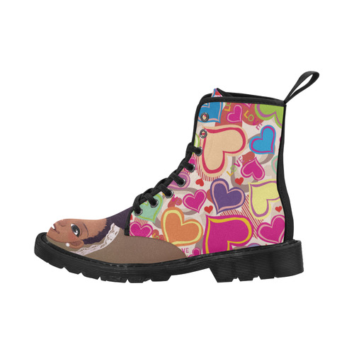 Field Boot, Heart & Princess Martin Boots for Women (Black) (Model 1203H)