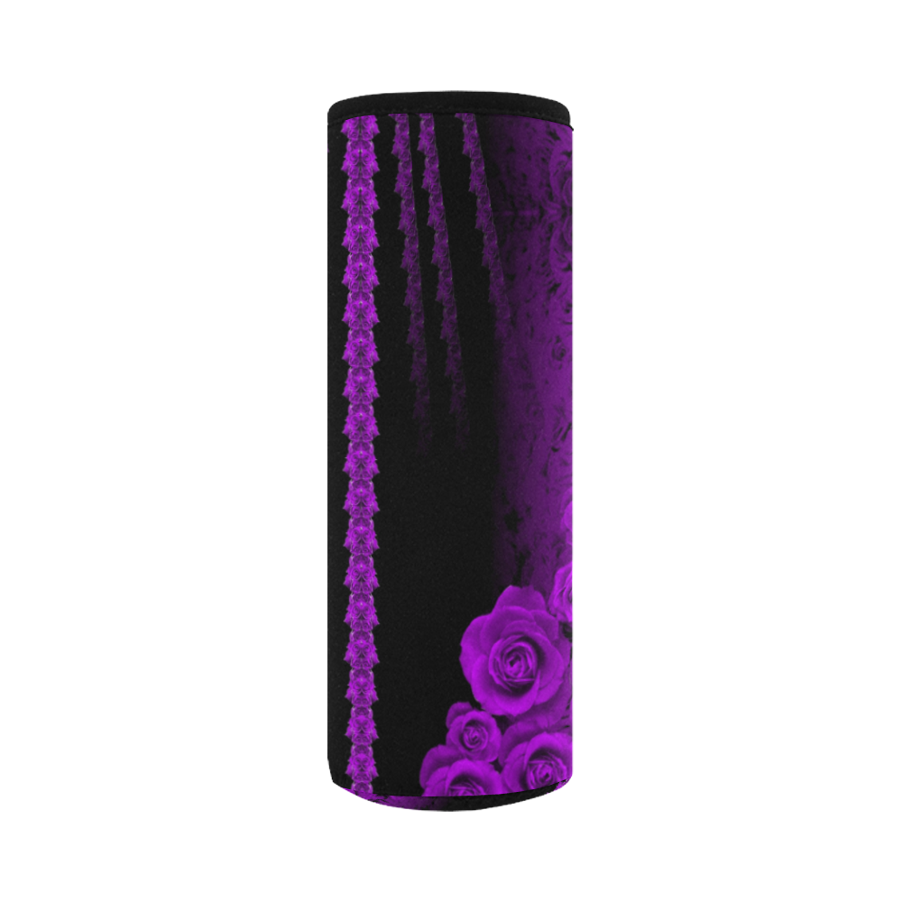 rose 3 purple Neoprene Water Bottle Pouch/Large