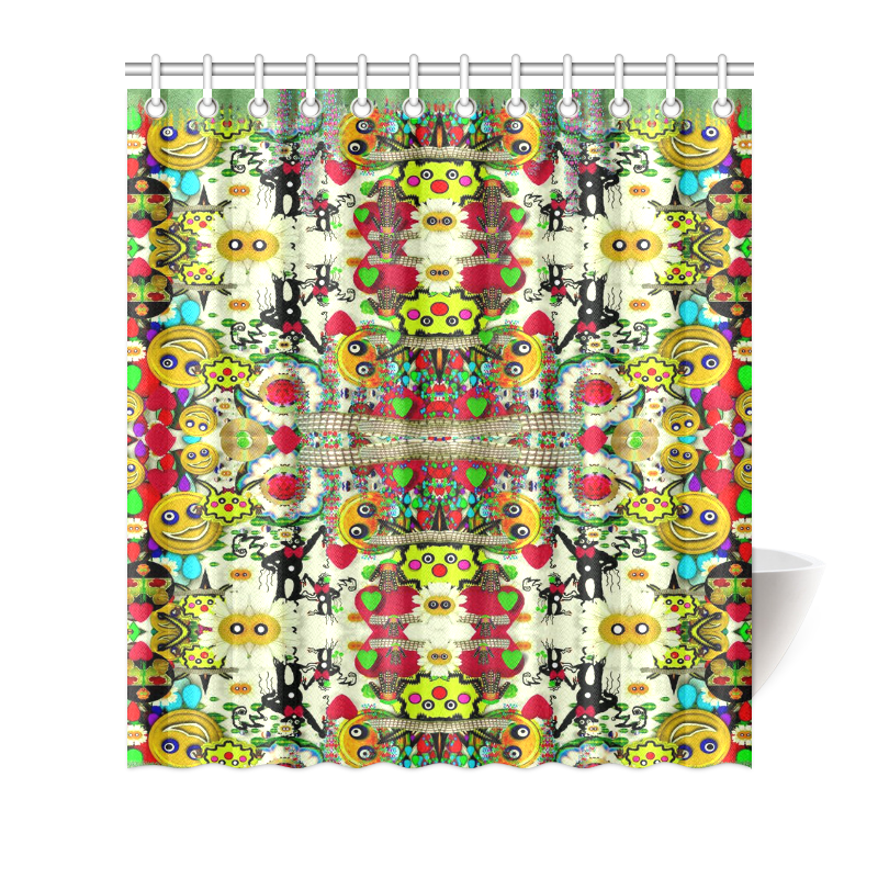 Chicken monkeys smile in the hot floral nature Shower Curtain 66"x72"