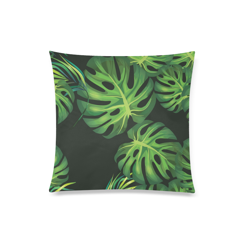 Tropical Black Custom Zippered Pillow Case 20"x20"(Twin Sides)