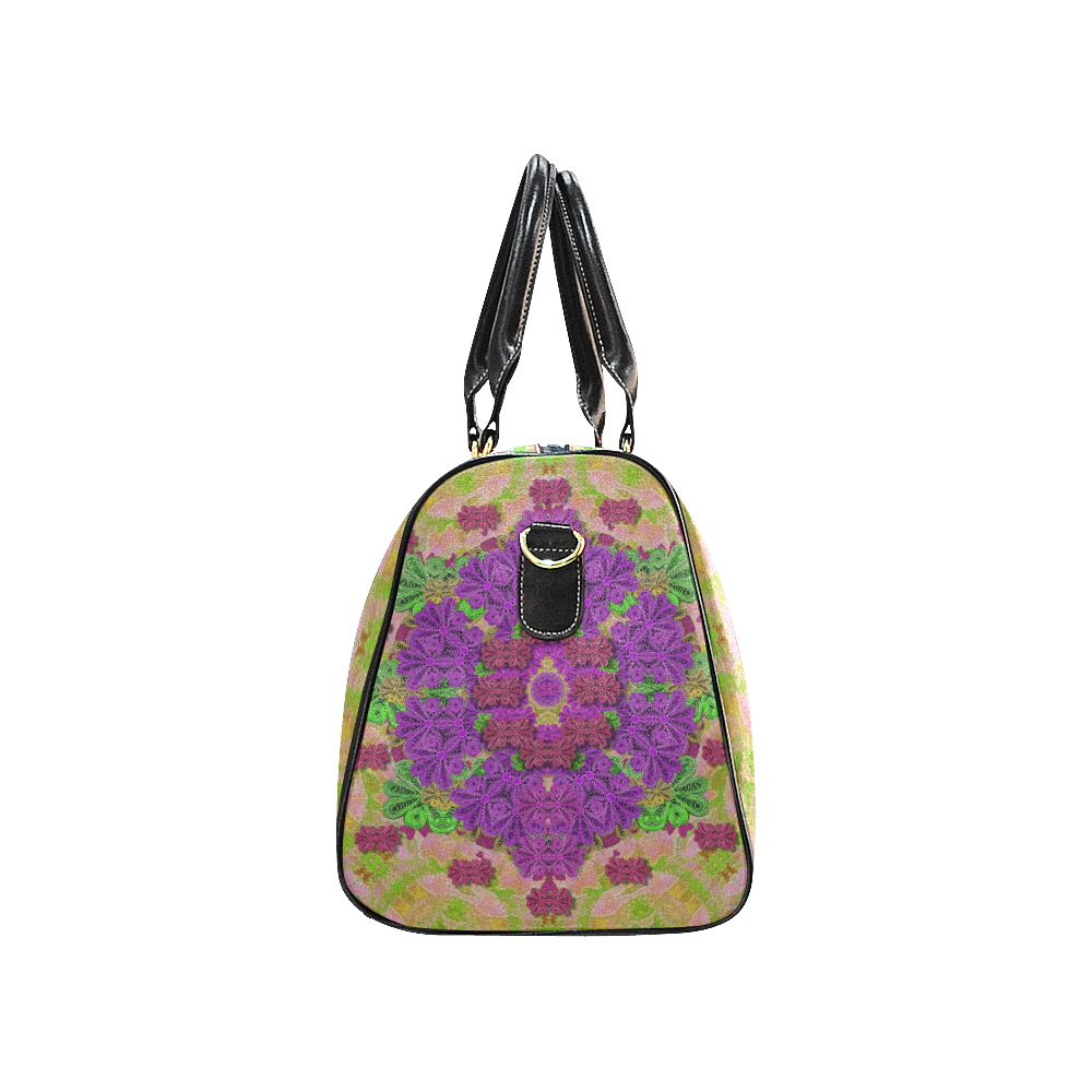 Rainbow and peacock mandala in heavy metal style New Waterproof Travel Bag/Small (Model 1639)