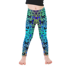 Colorful Skulls & Butterflies Kid's Ankle Length Leggings (Model L06)