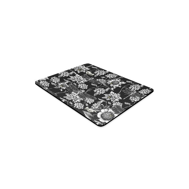 Nature Garden in Black and White Rectangle Mousepad