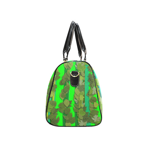 Handbag Green Leaves Stripe Pattern by Tell3People New Waterproof Travel Bag/Large (Model 1639)