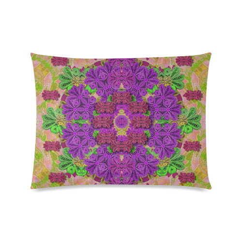 Rainbow and peacock mandala in heavy metal style Custom Zippered Pillow Case 20"x26"(Twin Sides)