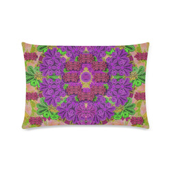 Rainbow and peacock mandala in heavy metal style Custom Zippered Pillow Case 16"x24"(Twin Sides)