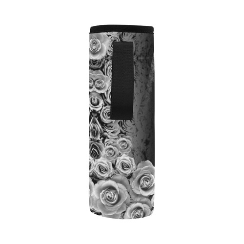 rose 3 gray Neoprene Water Bottle Pouch/Large