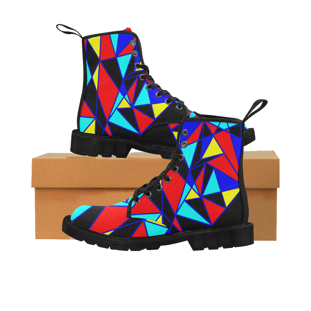 Triangle Design X Martin Boots for Women (Black) (Model 1203H)